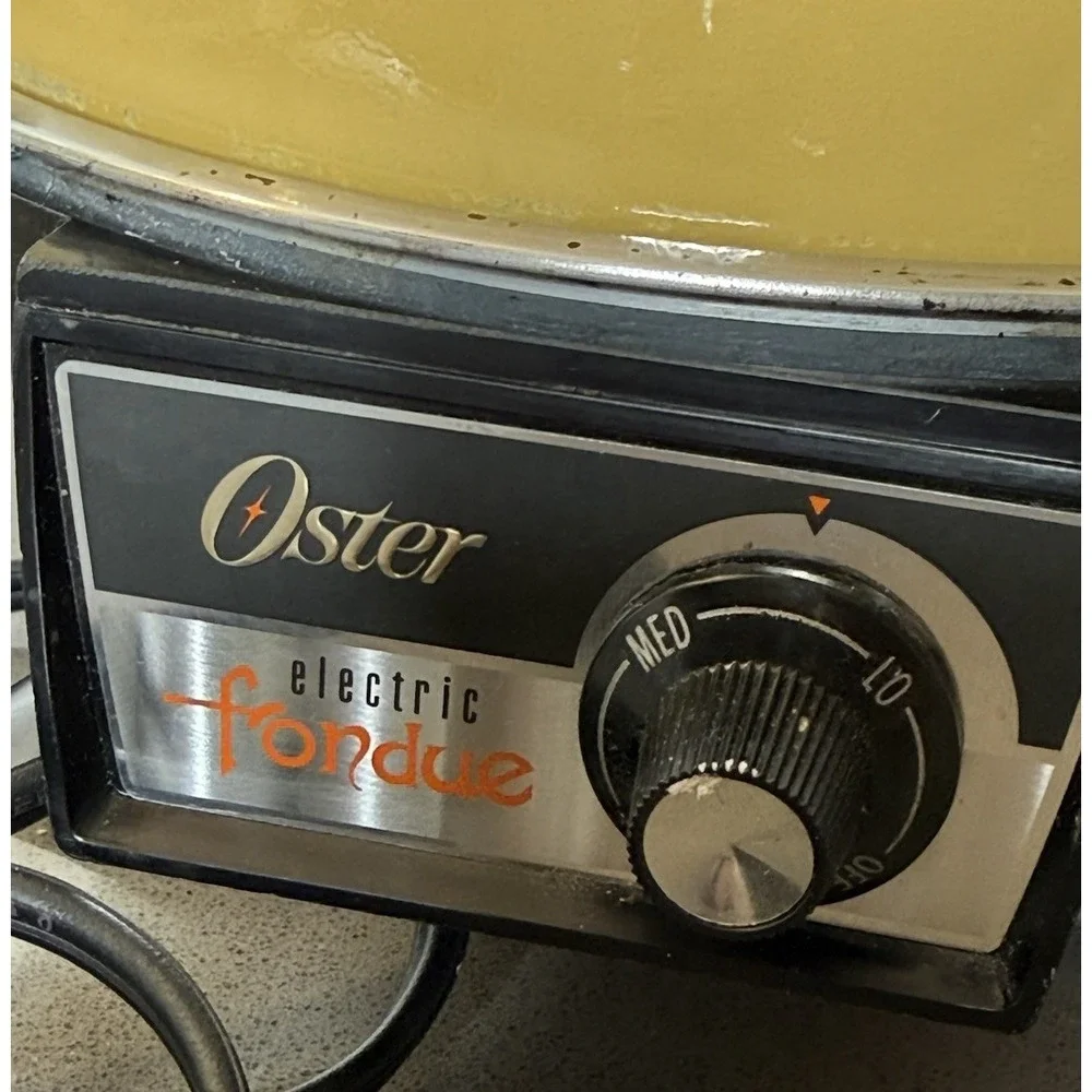 VTG Oster Electric Fondue Pot READ Mustard Yellow 701-01A 70s USA Tested Works